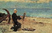 Peter Severin Kroyer oscar bjorck maler pa skagen sonderstrand oil on canvas